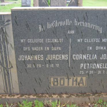 BOTHA Johannes Jurgens 1928-1972 &amp; Cornelia Johanna Petronella 1930-1991