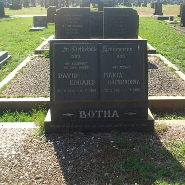 BOTHA David Eduard 1910-1964 &amp; Maria Coenradina 1910-1986