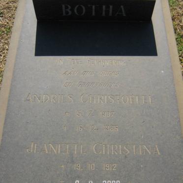 BOTHA Andries Christoffel 1907-1986 &amp; Jeanette Christina 1912-2008