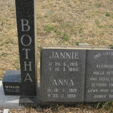 BOTHA Jannie 1915-1994 &amp; Anna 1919-1998 :: BOTHA Willie 1948-2009