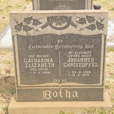 BOTHA Johannes Christoffel 1898-1975 &amp; Catharina Elizabeth BOTHA 1904-