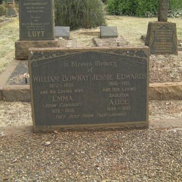 BOWHAY William 1872-1905 &amp; Emma EDWARDS 1876-1958 :: EDWARDS Jessie 1850-1921 :: EDWARDS Alice 1884-1962
