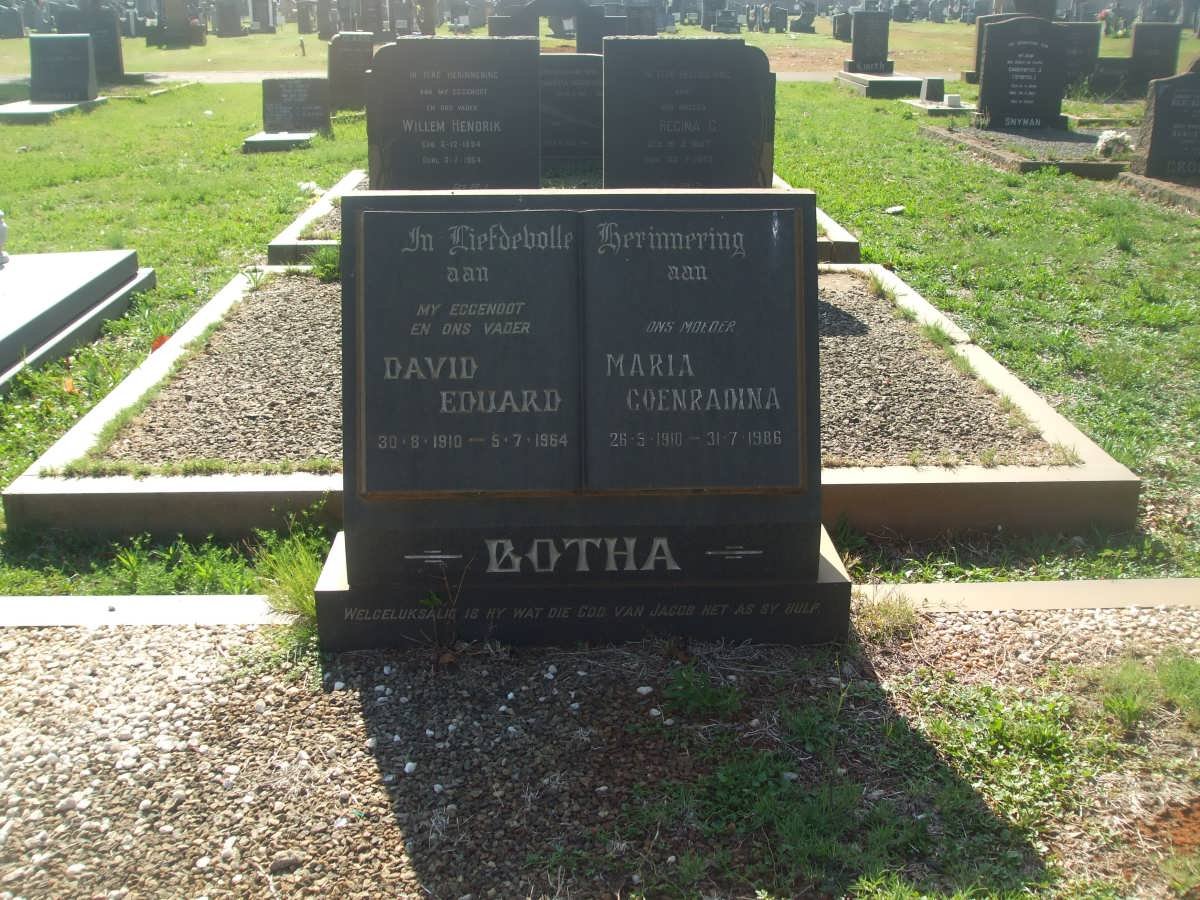 BOTHA David Eduard 1910-1964 &amp; Maria Coenradina 1910-1986