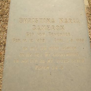 CAMERON Christina Maria nee VAN DEVENTER 1909-1983