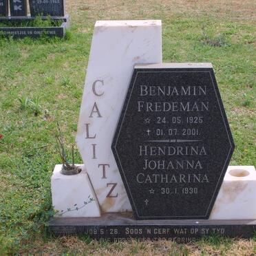CALITZ Benjamin Fredeman 1925-2001 &amp; Hendrina Johanna Catharina 1930-