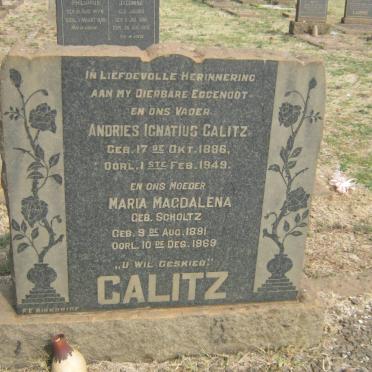 CALITZ Andries Ignatius 1886-1949 &amp; Maria Magdalena SCHOLTZ 1891-1969