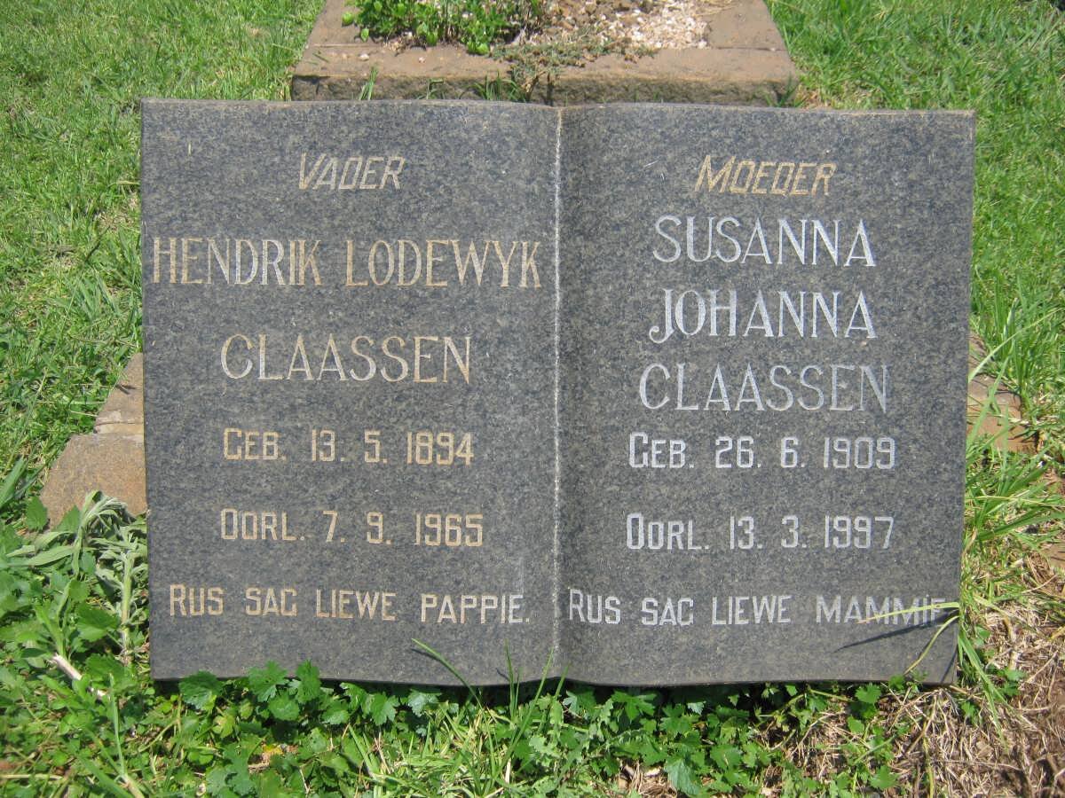 CLAASSEN Hendrik Lodewyk 1894-1965 &amp; Susanna Johanna 1909-1997