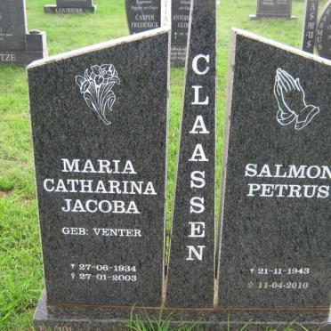 CLAASSEN Salmon Petrus 1943-2010 &amp; Maria Catharina Jacoba VENTER 1934-2003