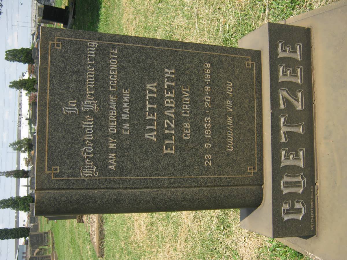 COETZEE Aletta Elizabeth nee GROVÉ 1933-1968