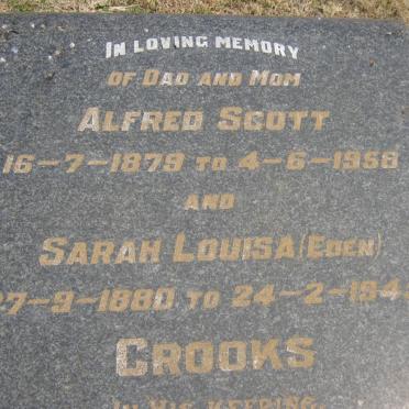CROOKS Alfred Scott 1879-1958 &amp; Sarah Louisa EDEN 1880-1945