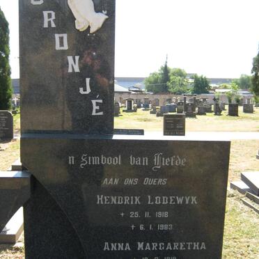CRONJÉ Hendrik Lodewyk 1918-1983 &amp; Anna Margaretha 1919-2005