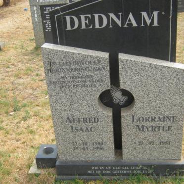 DEDNAM Alfred Isaac 1950-1996 &amp; Lorraine Myrtle 1951-