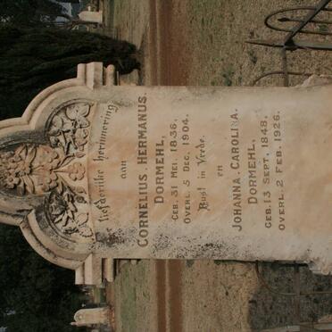 DORMEHL Cornelius Hermanus 1836-1904 &amp; Johanna Carolina 1848-1926