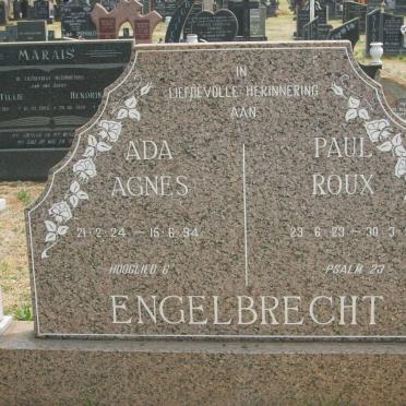 ENGELBRECHT Paul Roux 1923-1994 &amp; Ada Agnes 1924-1994