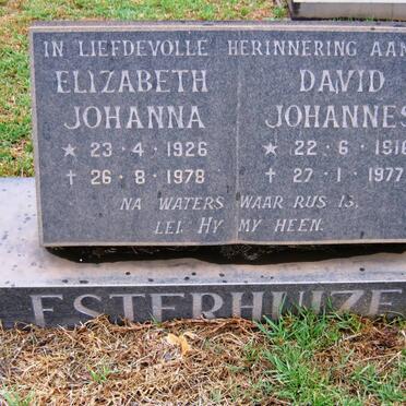 ESTERHUIZEN David Johannes 1916-1977 &amp; Elizabeth Johanna 1926-1978
