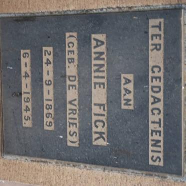 FICK Annie nee DE VRIES 1869-1945