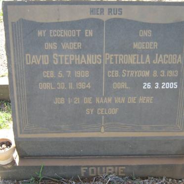 FOURIE David Stephanus 1908-1964 &amp; Petronella Jacoba STRYDOM 1913-2005
