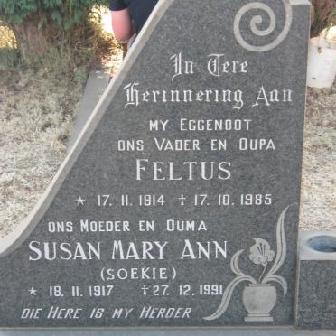 GELDERBLOM Feltus 1914-1985 &amp; Susan Mary Ann 1917-1991