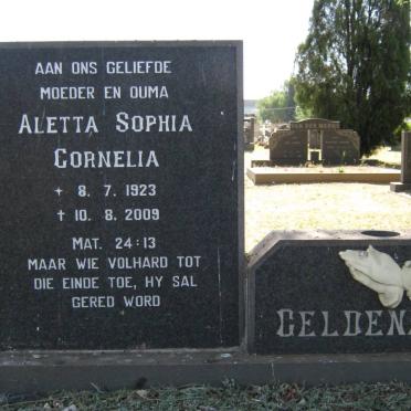 GELDENHUYS Gideon Theodorus 1928-1982 &amp; Aletta Sophia Cornelia 1923-2009