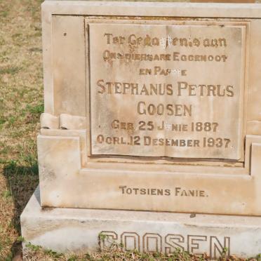 GOOSEN Stephanus Petrus 1887-1937