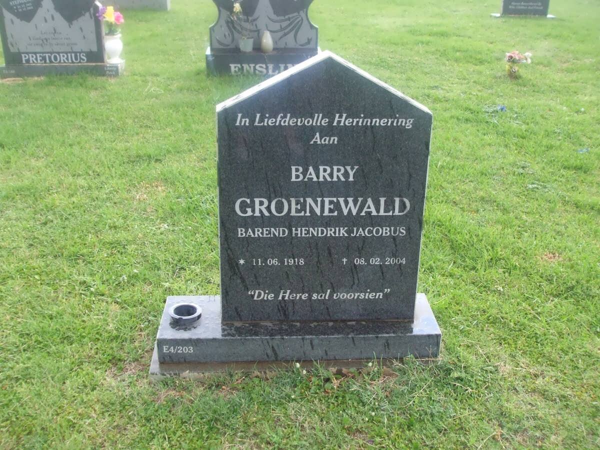 GROENEWALD Barend Hendrik Jacobus 1918-2004
