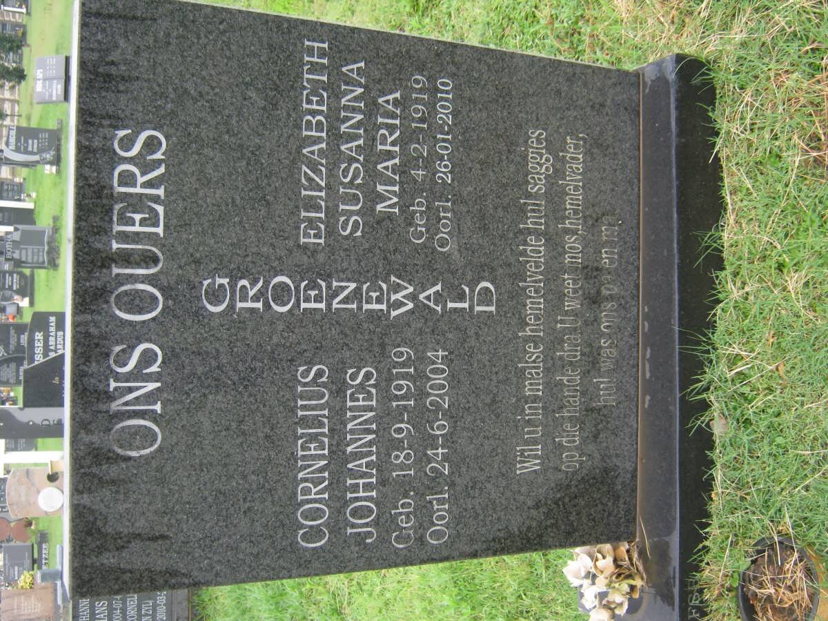 GROENEWALD Cornelius Johannes 1919-2004 &amp; Elizabeth Susanna Maria 1919-2010