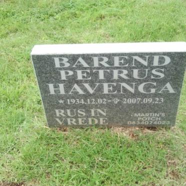 HAVENGA Barend Petrus 1934-2007