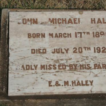 HALEY John Michael 1890-1921