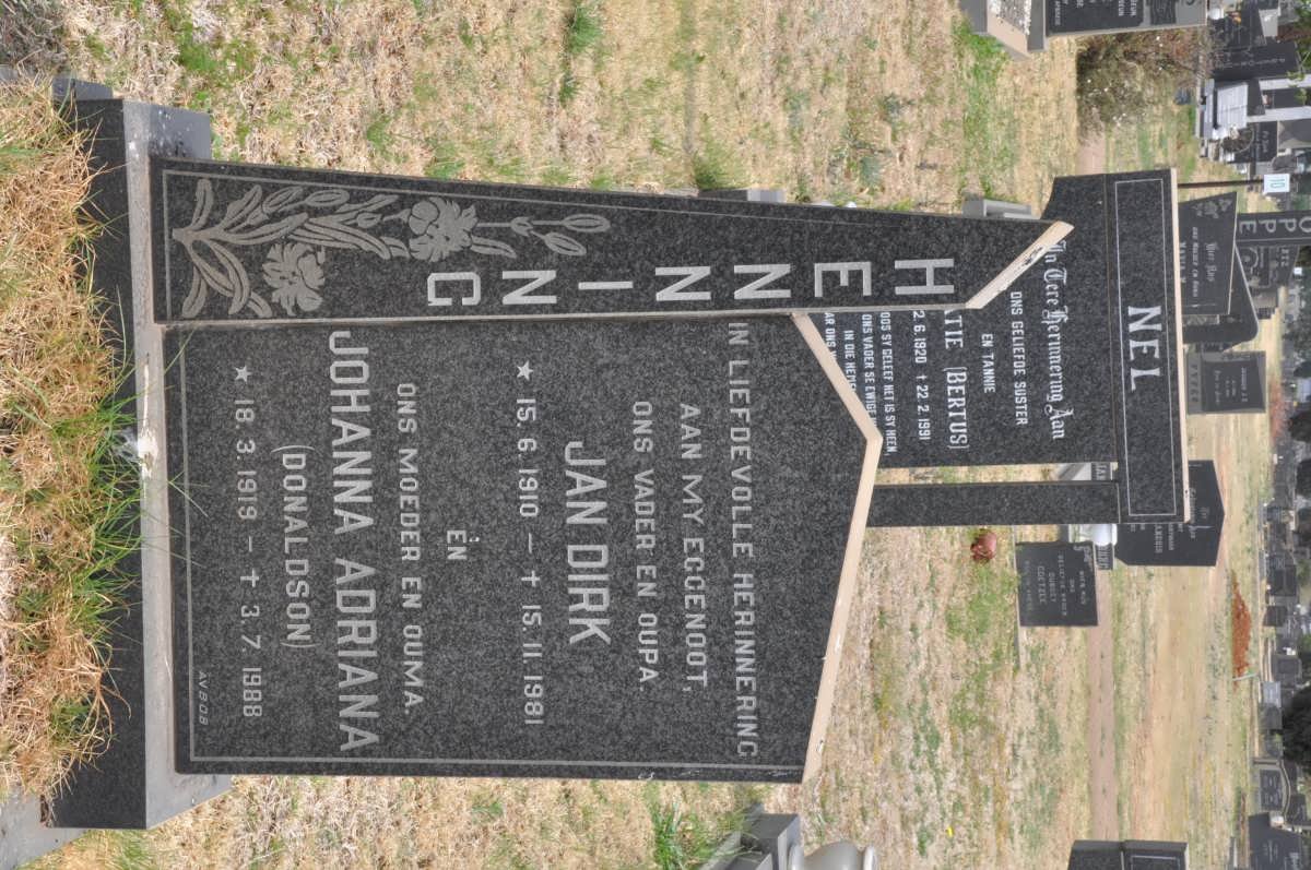 HENNING Jan Dirk 1910-1981 &amp; Johanna Adriana DONALDSON 1918-1988