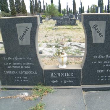 HENNING Gert Frans 1914-1992 &amp; Lourika Catharina 1921-1982