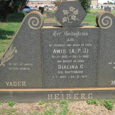 HEIBERG A.P.J. 1890-1966 &amp; Dialina C. RAUTENBACH 1893-1971