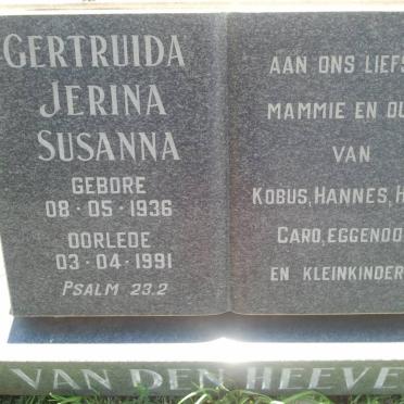 HEEVER Gertruida Jerina Susanna, van den 1936-1991