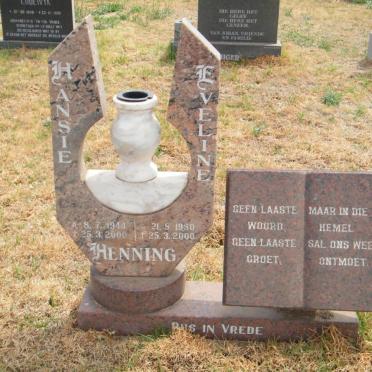 HENNING Hansie 1944-2000 &amp; Eveline 1950-2000