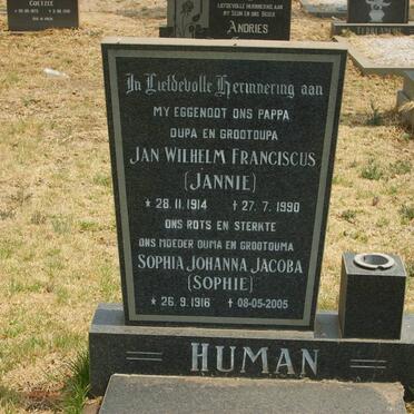 HUMAN Jan Wilhelm Franciscus 1914-1990 &amp; Sophia Johanna Jacoba 1916-2005