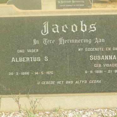 JACOBS Albertus S. 1886-1975 &amp; Susanna C. VISAGIE 1891-1973