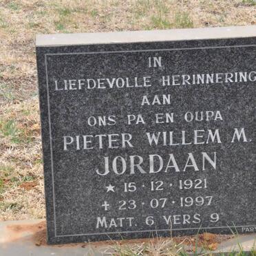 JORDAAN Pieter Willem M. 1921-1997
