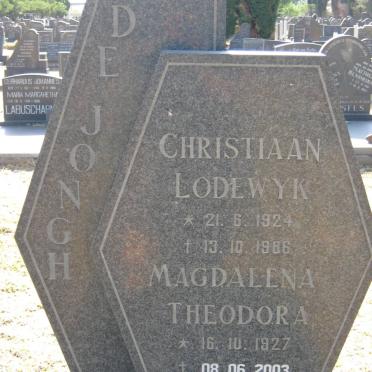 JONGH Christiaan Lodewyk, de 1924-1986 &amp; Magdalena Theodora 1927-2003