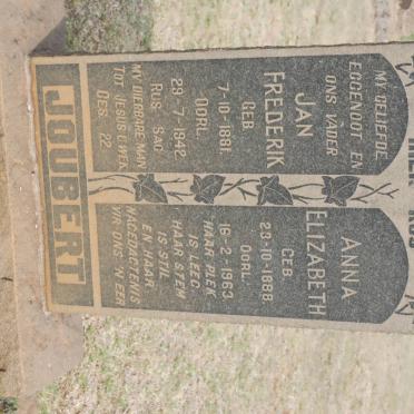 JOUBERT Jan Frederik 1881-1942 &amp; Anna Elizabeth 1888-1963 