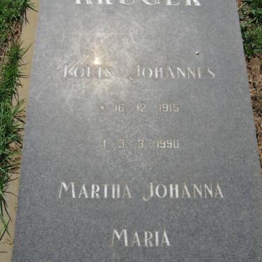 KRUGER Louis Johannes 1915-1990 &amp; Martha Johanna Maria 1927-