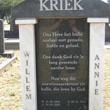 KRIEK Willem 1910-2002 &amp; Annie 1914-