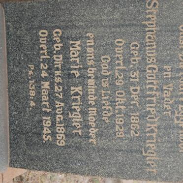 KRIEGLER Stephanus Gottfried 1862-1929 &amp; Marie DIRKS 1869-1945