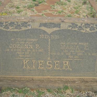 KIESER Johann P. 1891-1950 &amp; Maria E. van ROOYEN 1892-1961