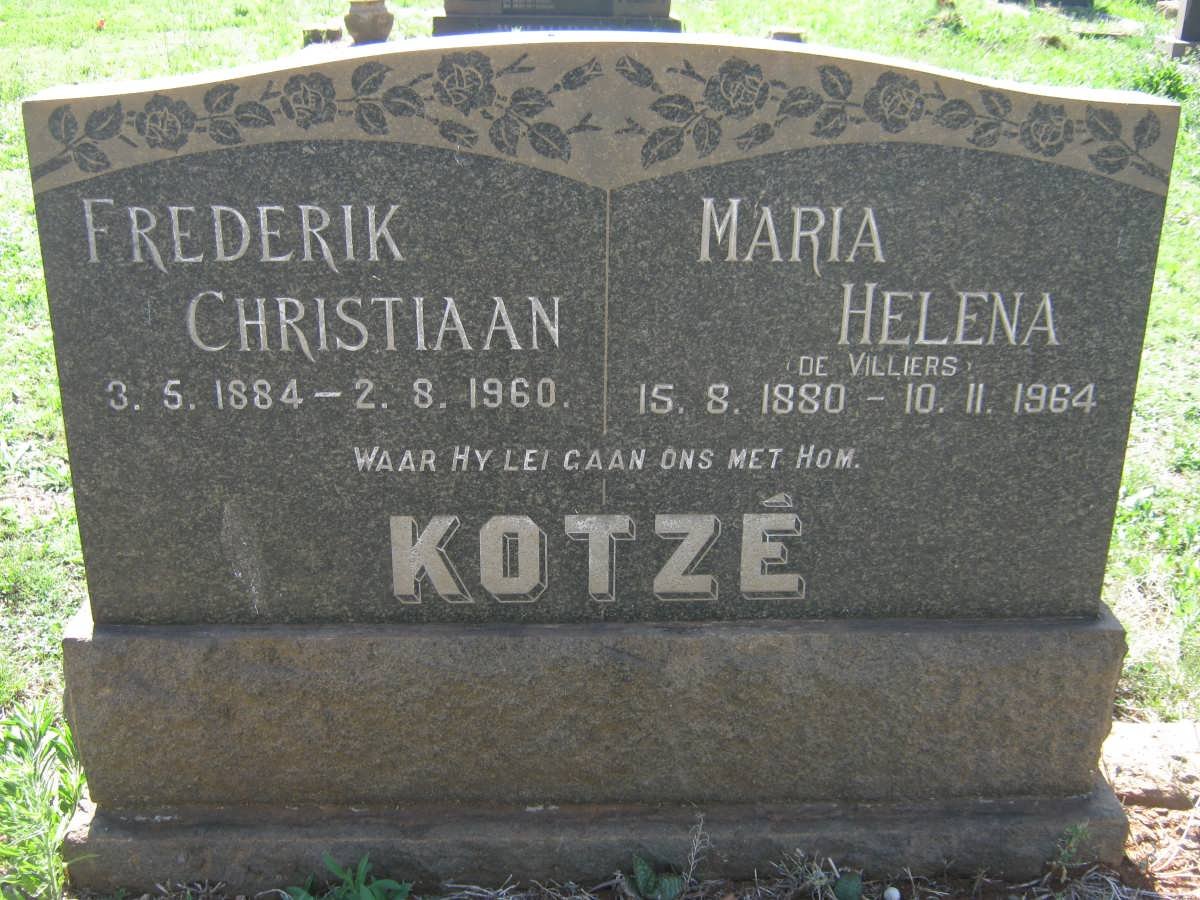 KOTZÉ Frederik Christiaan 1884-1960 &amp; Maria Helena DE VILLIERS 1880-1964