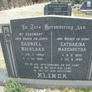 KLINCK Gabriël Nicolaas 1908-1981 &amp; Catharina Margaretha 1908-1992