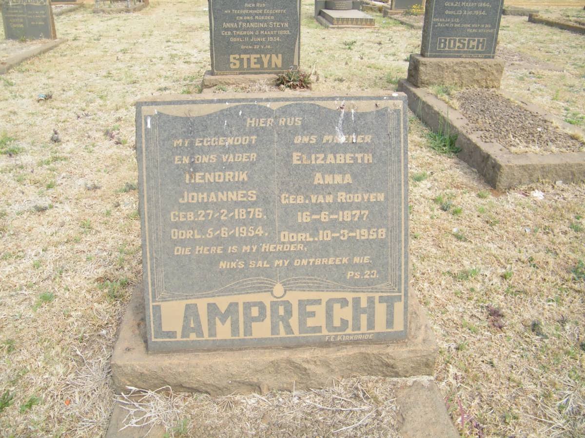 LAMPRECHT Hendrik Johannes 1876-1954 &amp; Elizabeth Anna VAN ROOYEN 1877-1958