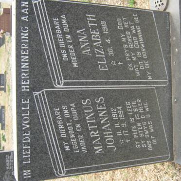 LANGE Martinus Johannes 1912-1994 &amp; Anna Elizabeth 1918-