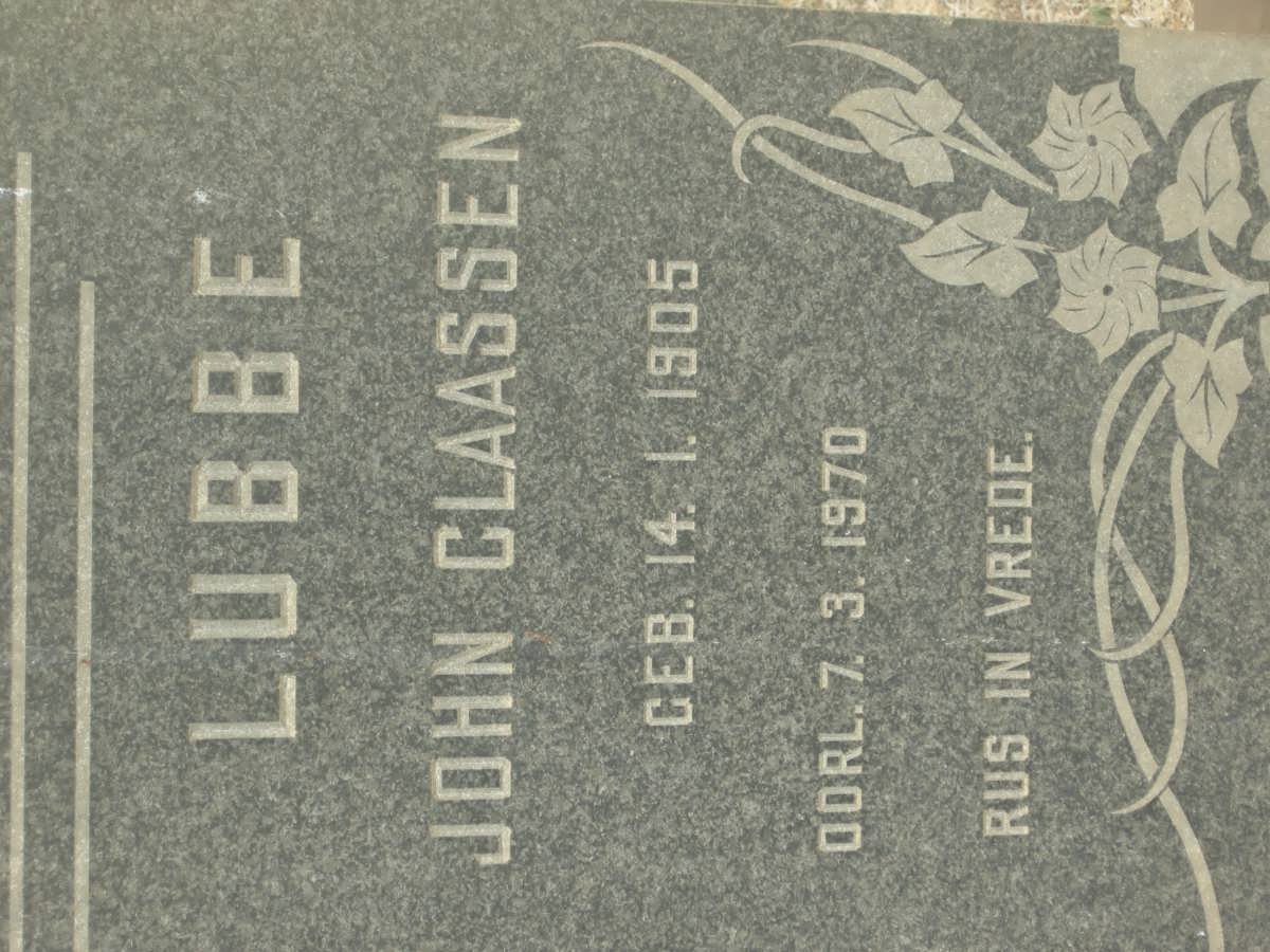 LUBBE John Claassen 1905-1970