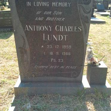 LUNDT Anthony Charles 1959-1986