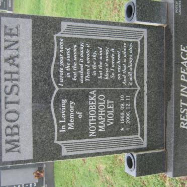 MBOTSHANE Nothobeka Mapholo Violet 1968-2006