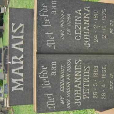 MARAIS Johannes Petrus 1898-1966 &amp; Gezina Johanna 1910-1975